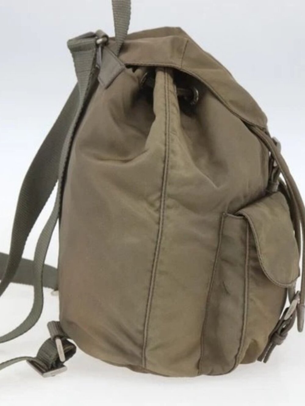 PRADA Backpack Nylon Khaki Silver Auth 163902 - Picture 3 of 16